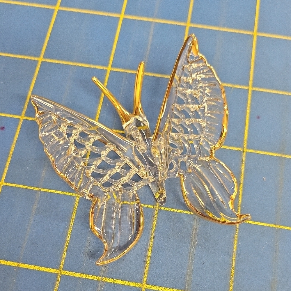 Elegant Gold and Clear 2 1/2" Butterfly Glass